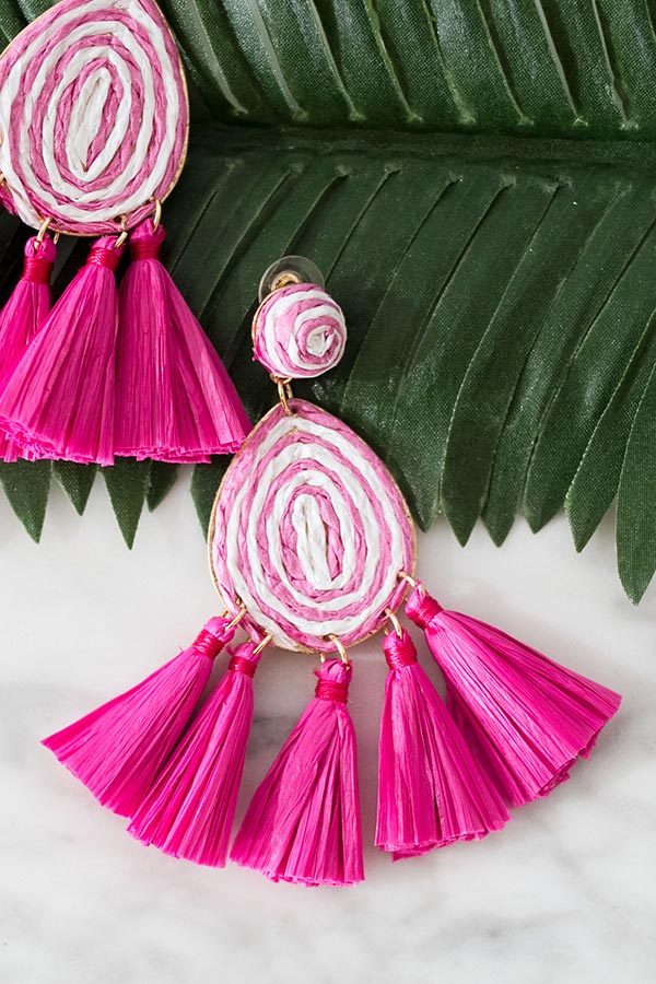 San Francisco Swirl Tassel Earrings In Pink