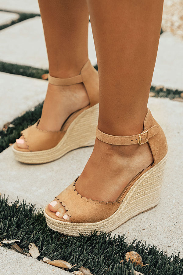 The Katie Scallop Wedge in Tan Image - 2