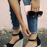 The Katie Scallop Wedge in Black Image - 1