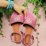 The Aria Embroidered Sandal in Pink Image - 1