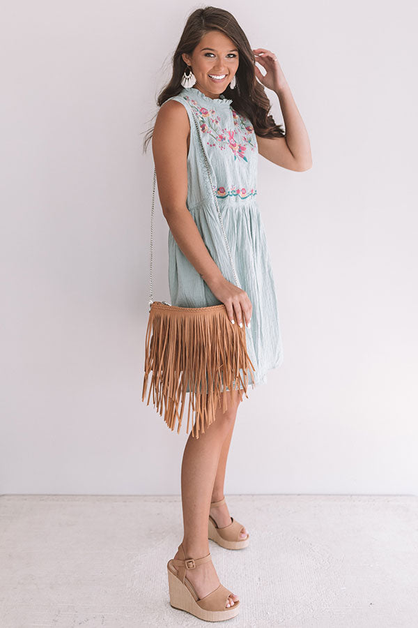 Maui Embroidered Shift Dress In Ocean Wave Image - 4