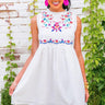 Maui Embroidered Shift Dress In White Image - 1