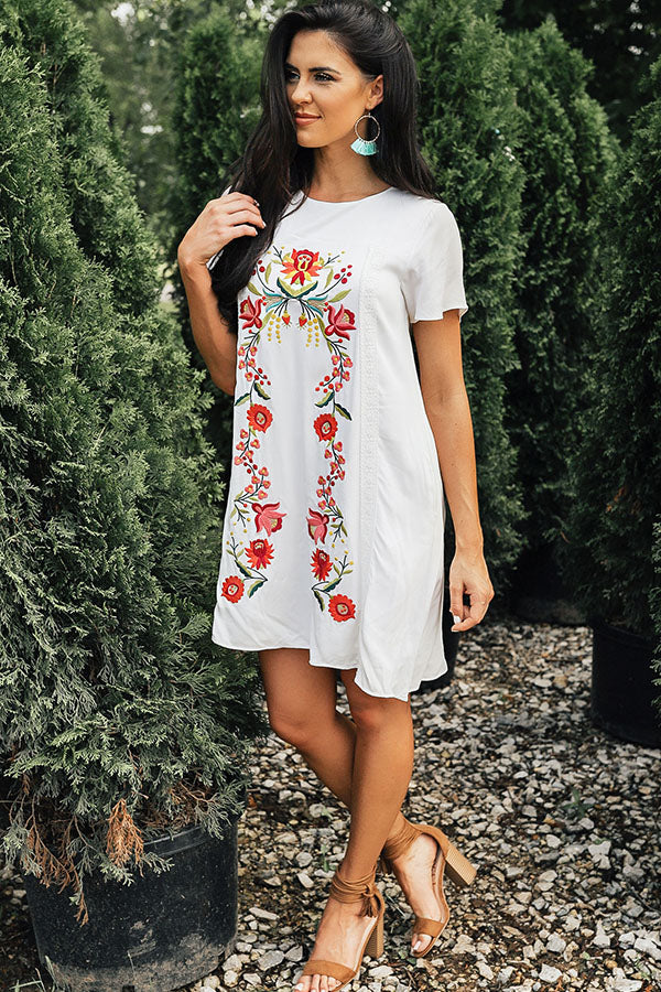Meet Me In Maui Embroidered Shift Dress