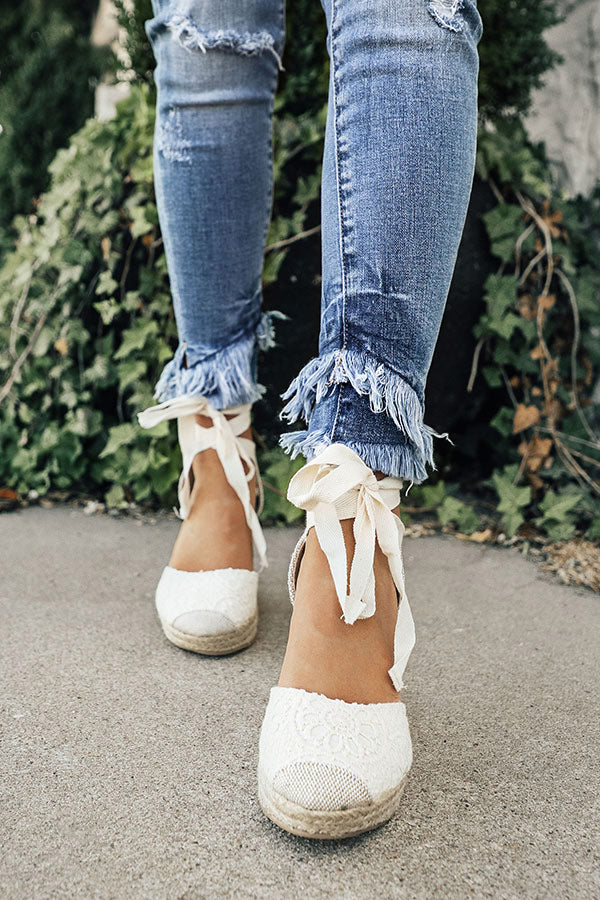 The Julia Crochet Lace Up Wedge – Impressions Online Boutique