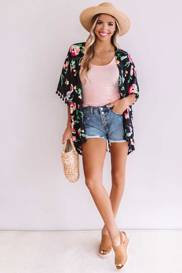 Traveling To Paradise Floral Overlay in Navy Image - 1