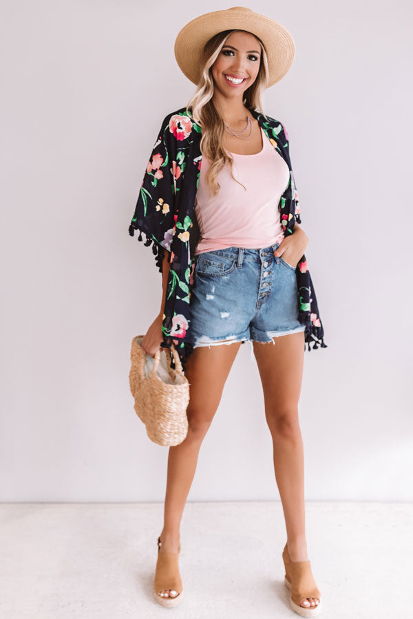 Traveling To Paradise Floral Overlay in Navy Image - 2