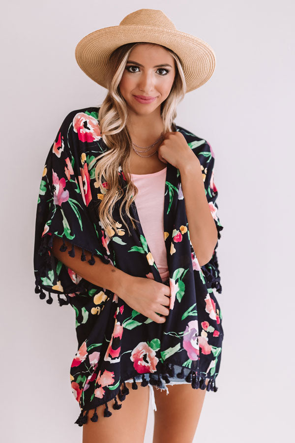 Traveling To Paradise Floral Overlay in Navy Image - 3