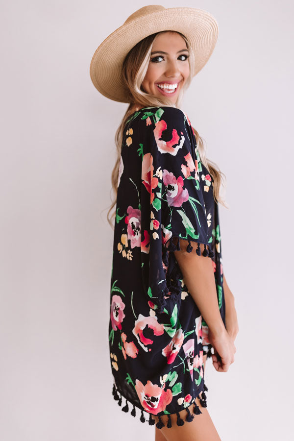 Traveling To Paradise Floral Overlay in Navy Image - 5