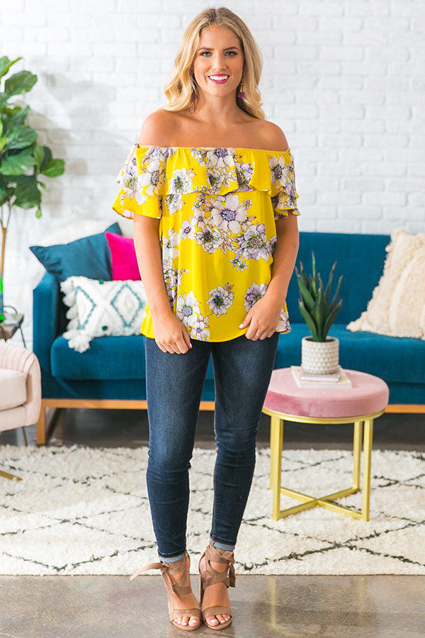 Sun More Time Off Shoulder Top in Yellow