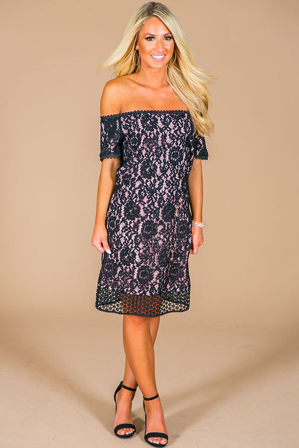 Off The Market Lace Dress in Black