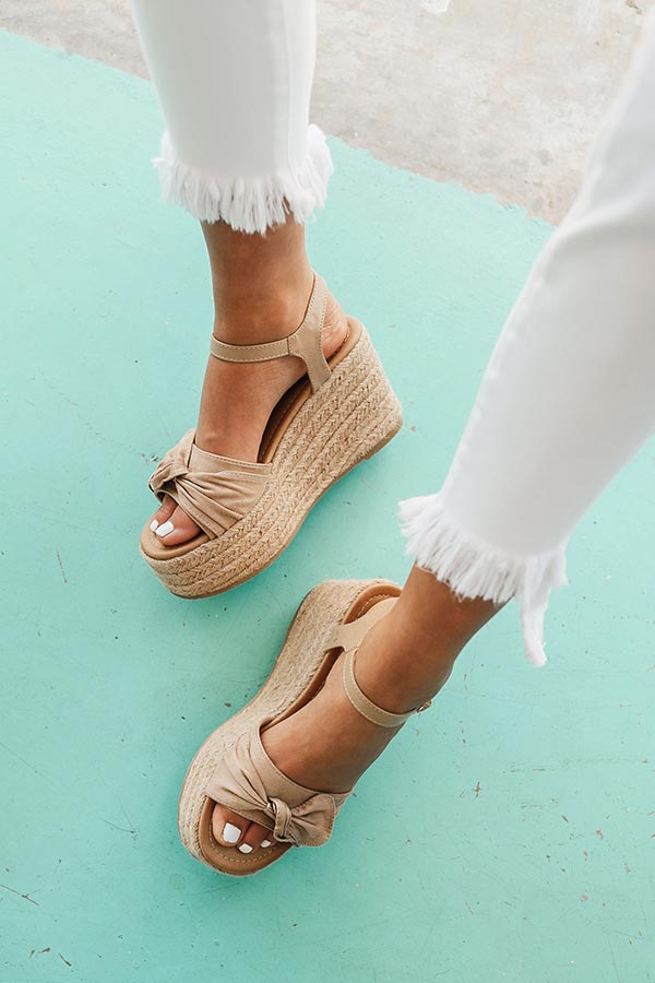 The Giselle Bow Wedge in Iced Latte