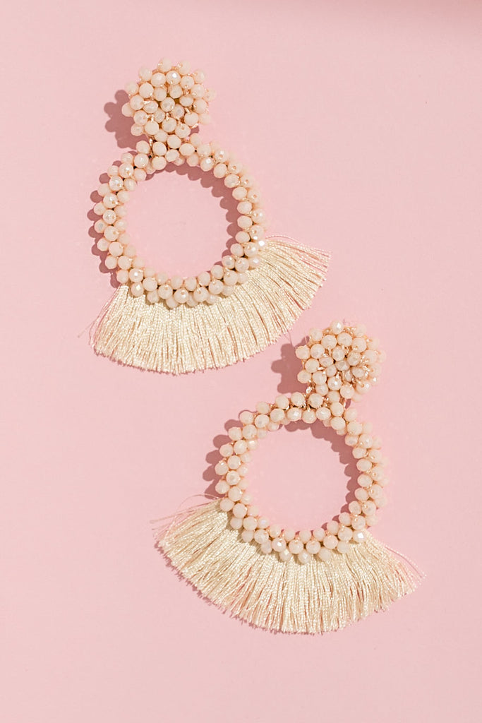 Girly And Glamorous Earrings In Ivory