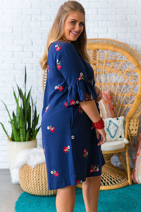 Poppy Perfection Embroidered Shift Dress Image - 2