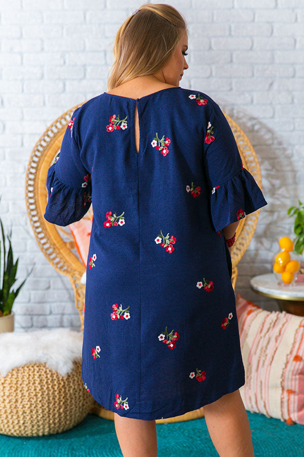 Poppy Perfection Embroidered Shift Dress Image - 4