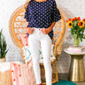 Oh So Swept Away Polka Dot Shift Top in Navy Image - 1