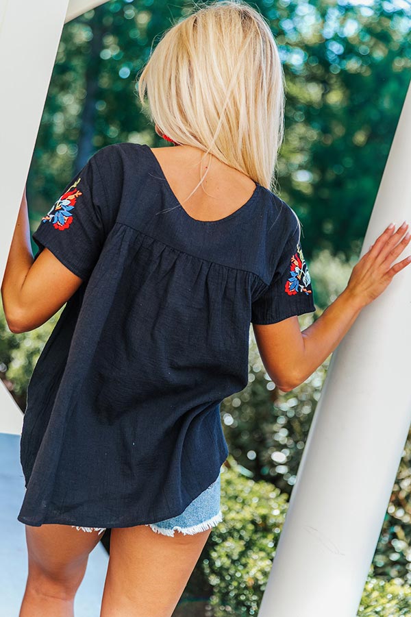 Bombshell Of Summer Embroidered Shift Top In Black Image - 5