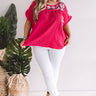 Bombshell Of Summer Embroidered Shift Top In Hot Pink Image - 1
