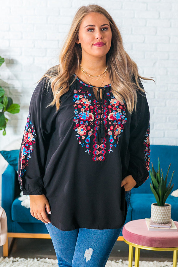 Happy Hour Countdown Embroidered Shift Tunic