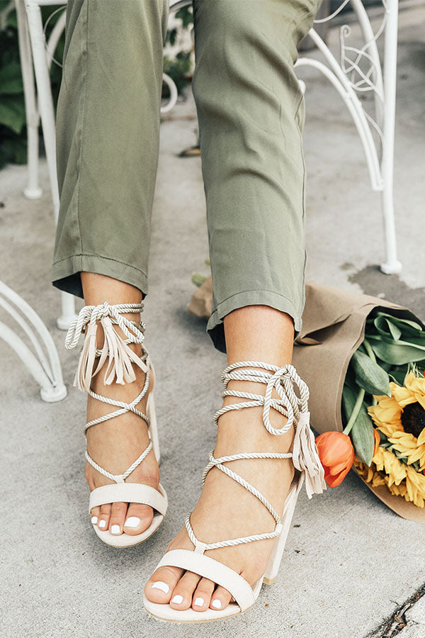 The Kris Lace Up Heel in Stone
