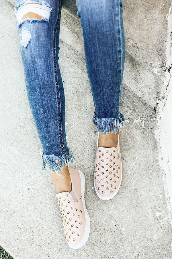 The Katey Faux Leather Sneaker in Blush Image - 2