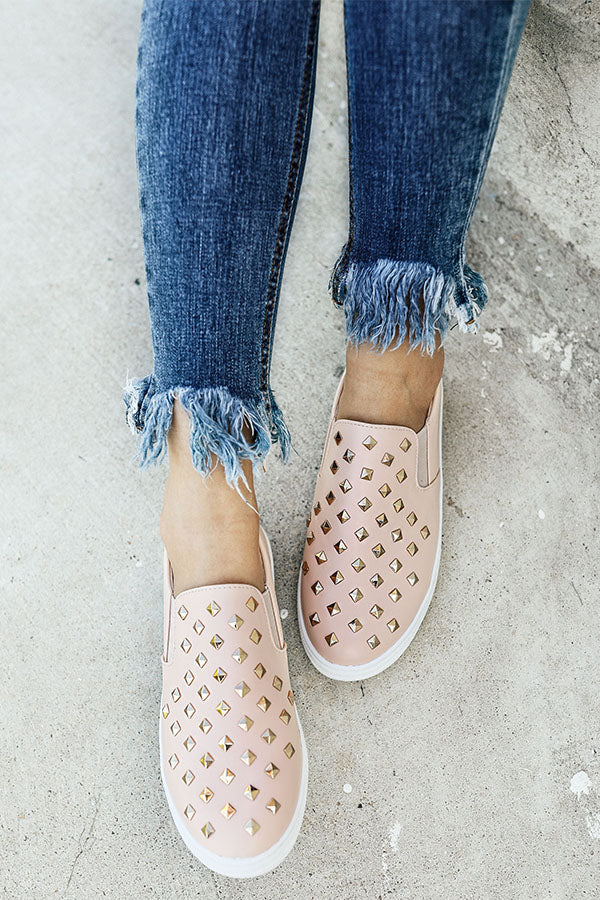 The Katey Faux Leather Sneaker in Blush Image - 3