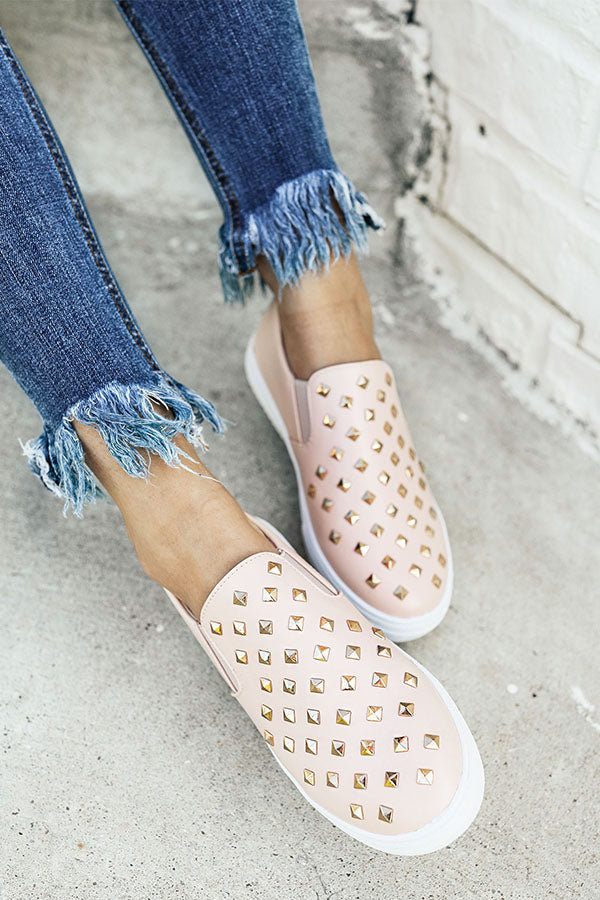 The Katey Faux Leather Sneaker in Blush Image - 1