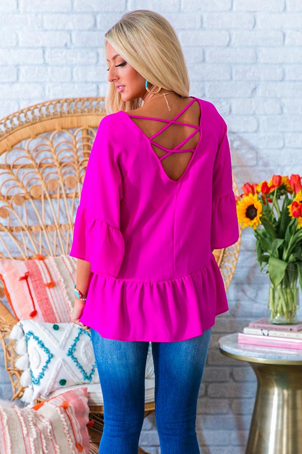 Barcelona Bombshell Shift Top In Fuchsia Image - 4
