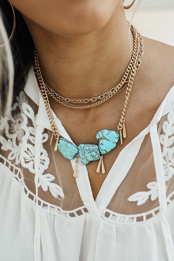 Totally Obsessed Layered Necklace In Turquoise