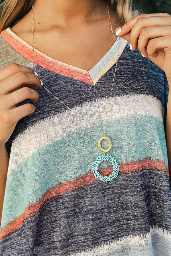 Sipping And Sparkling Necklace In Aqua Sky