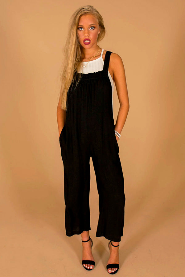 From Work To Play Jumpsuit in Black