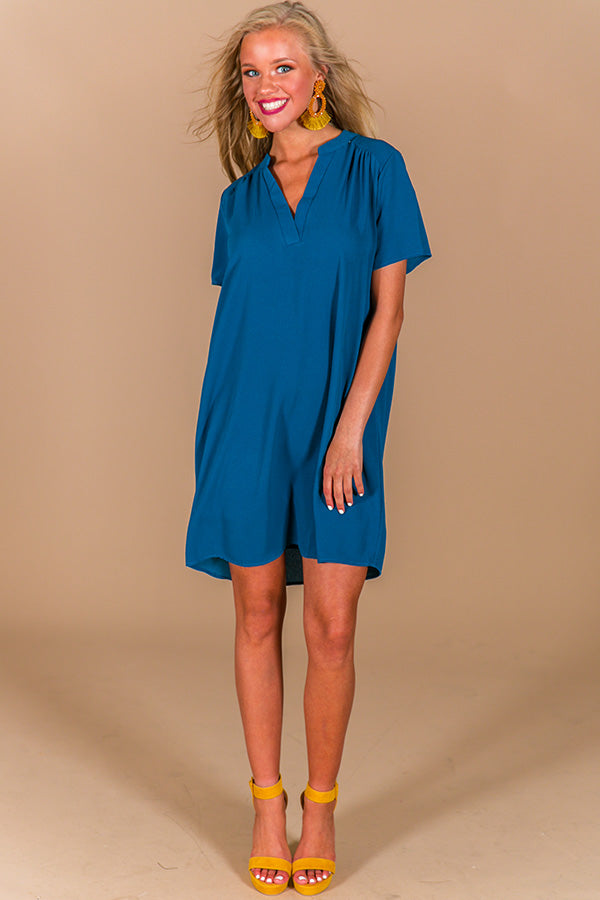 Simply Chic Shift Dress In Teal