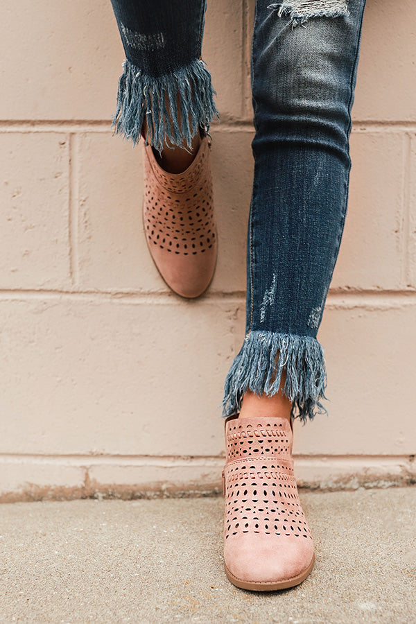The Jenna Perforated Bootie in Blush