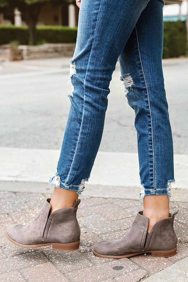 The Poppy Faux Suede Bootie in Charcoal Image - 2