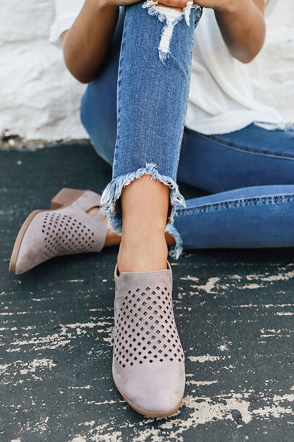 The Stevie Perforated Bootie in Grey Image - 1