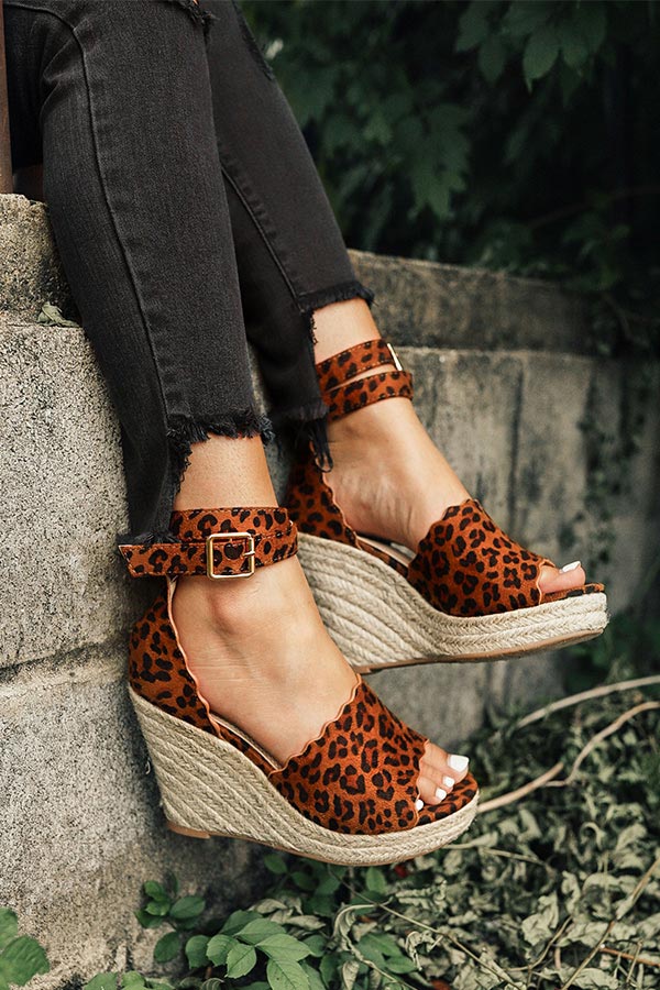 The Emerson Scalloped Wedge in Leopard