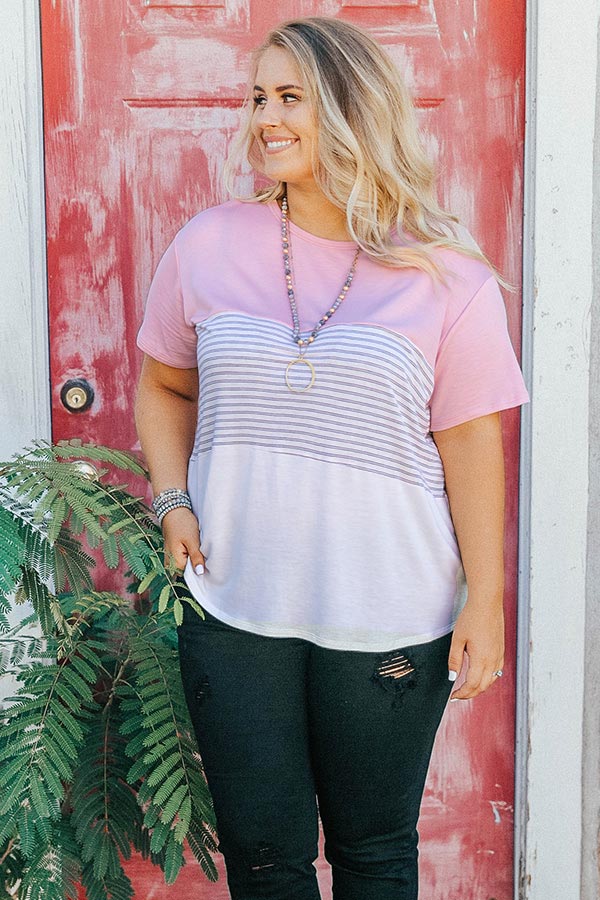 Latte Please Stripe Top in Light Pink Image - 2