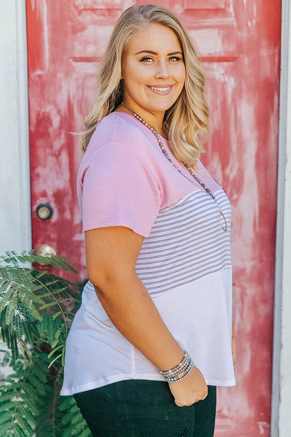 Latte Please Stripe Top in Light Pink Image - 3