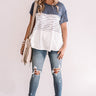 Latte Please Mineral Washed Stripe Top in Blue Image - 1