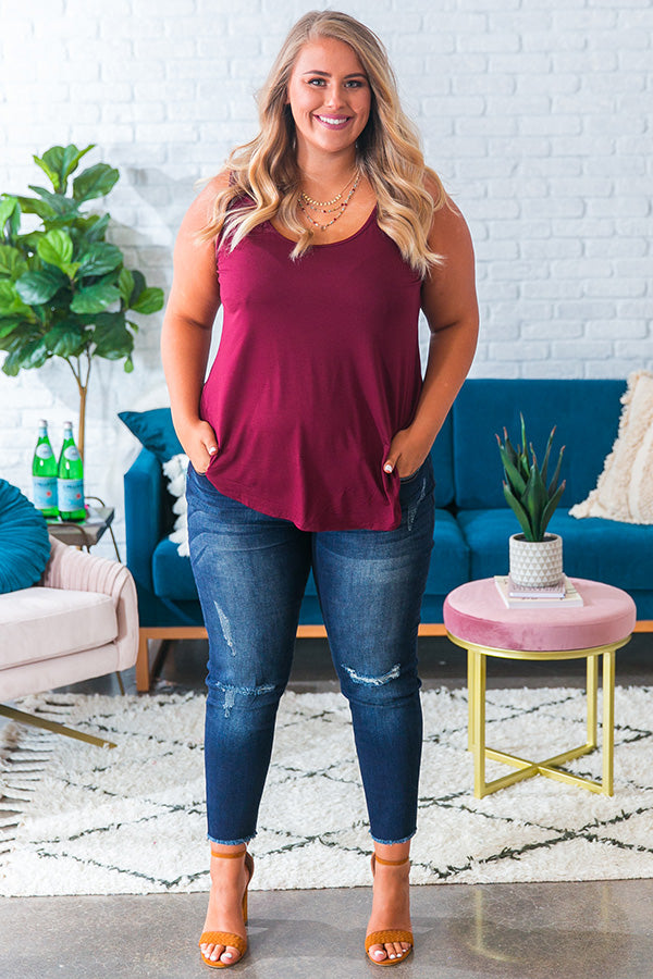 Beauty and Grace Shift Tank in Wine Image - 2