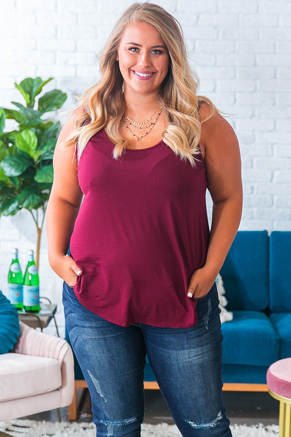 Beauty and Grace Shift Tank in Wine Image - 1
