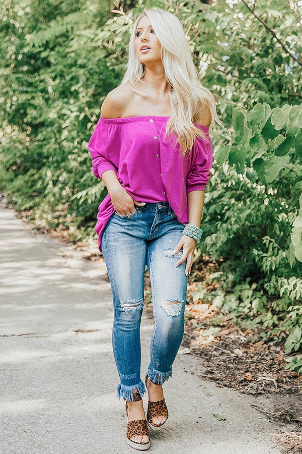 Champagne In Charleston Shift Top in Fuchsia Image - 1