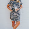 Well Traveled Camo T-shirt Dress in Army Green Image - 1
