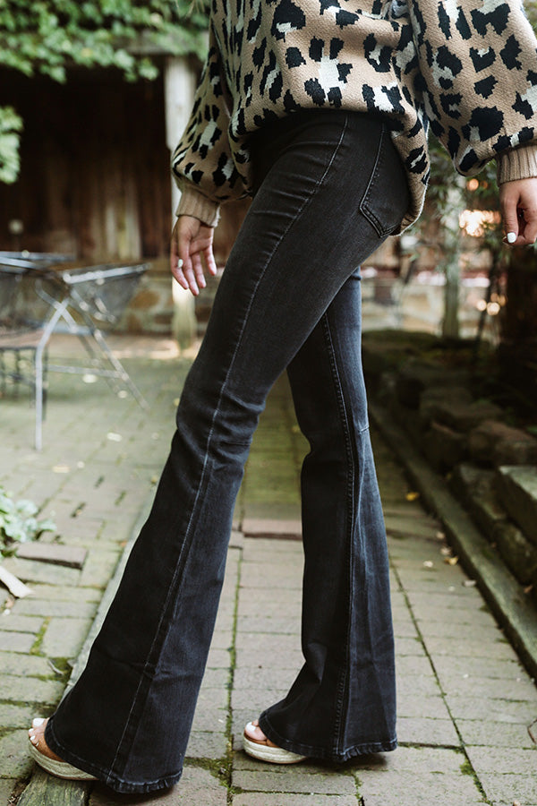 On Wine Time Mid Rise Flare in Vintage Black Image - 1