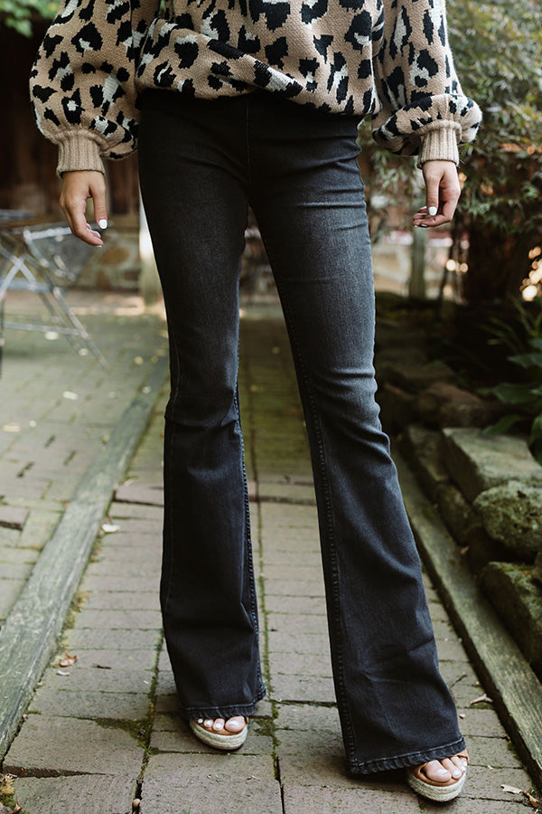 On Wine Time Mid Rise Flare in Vintage Black Image - 1