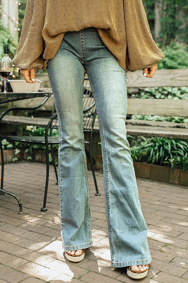 On Wine Time Mid Rise Flare in Medium Wash Image - 1