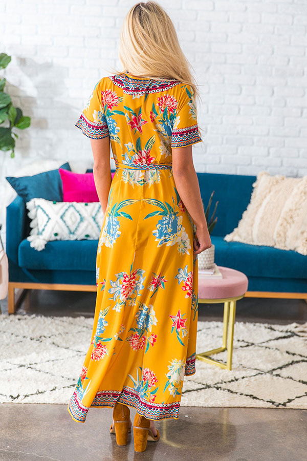 Parisian Floral Wrap Maxi in Marigold Image - 3