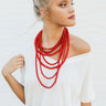 Luxe Layered Beaded Necklace In Red Image - 1