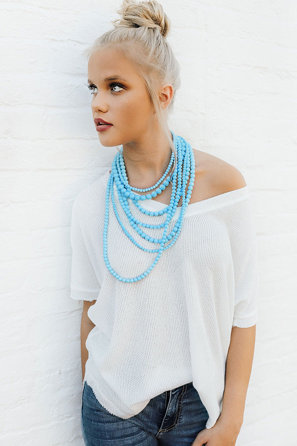 Luxe Layered Beaded Necklace In Sky Blue