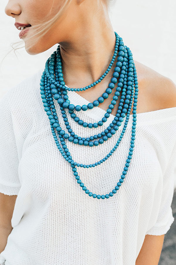 Luxe Layered Beaded Necklace In Teal