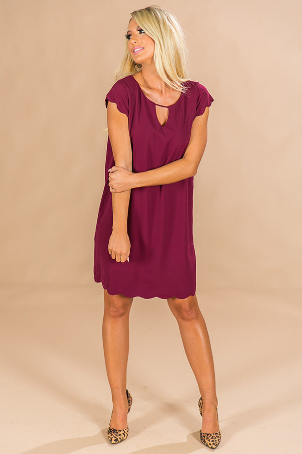 Vino In Versailles Scalloped Dress in Merlot Image - 3